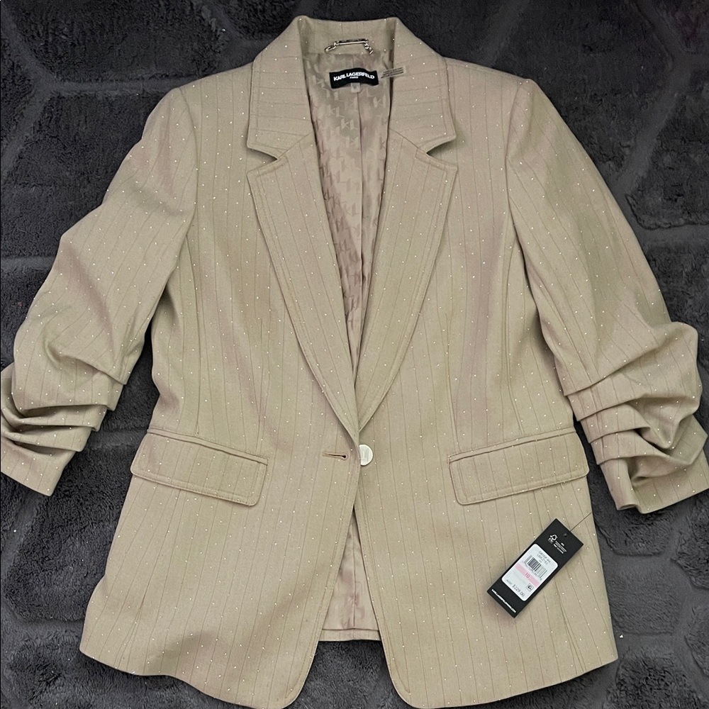 Karl Lagerfeld Beige Pinstripe Jacket